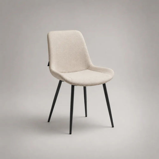 Gepolsterter Esszimmerstuhl mit Polyesterbezug und Stahlgestell, Beige/Schwarz, 52 × 58 × 84 cm