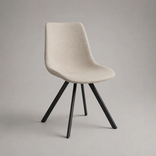 Gepolsterter Esszimmerstuhl mit Stoffbezug und Stahlbeinen, Beige/Schwarz, 48 × 56 × 84 cm
