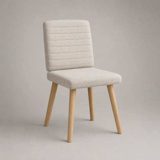 Esszimmerstuhl Polsterstuhl mit Stoffbezug und Massivholzbeinen Beige/Natur 48 × 55 × 84 cm